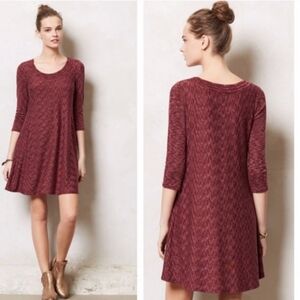 Anthropologie Saturday/Sunday Narva Swing Dress | Small | Maroon Pockets